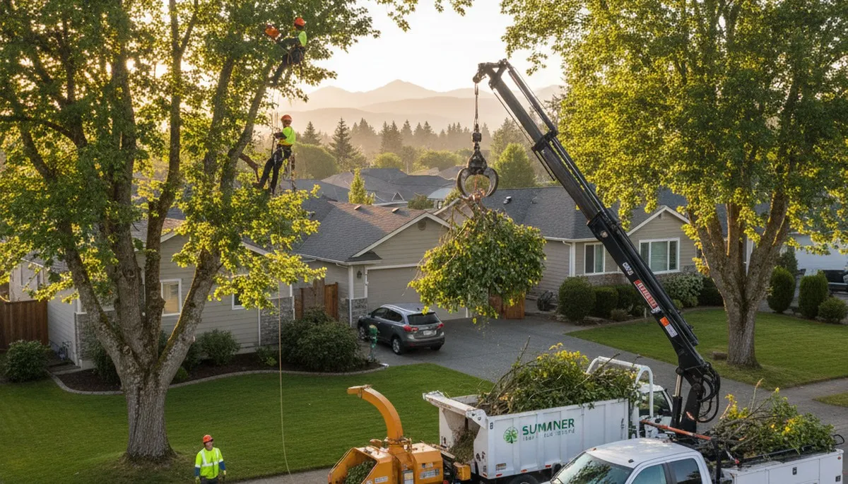 Professional tree removal service in Tacoma WA safely cutting large tree branches